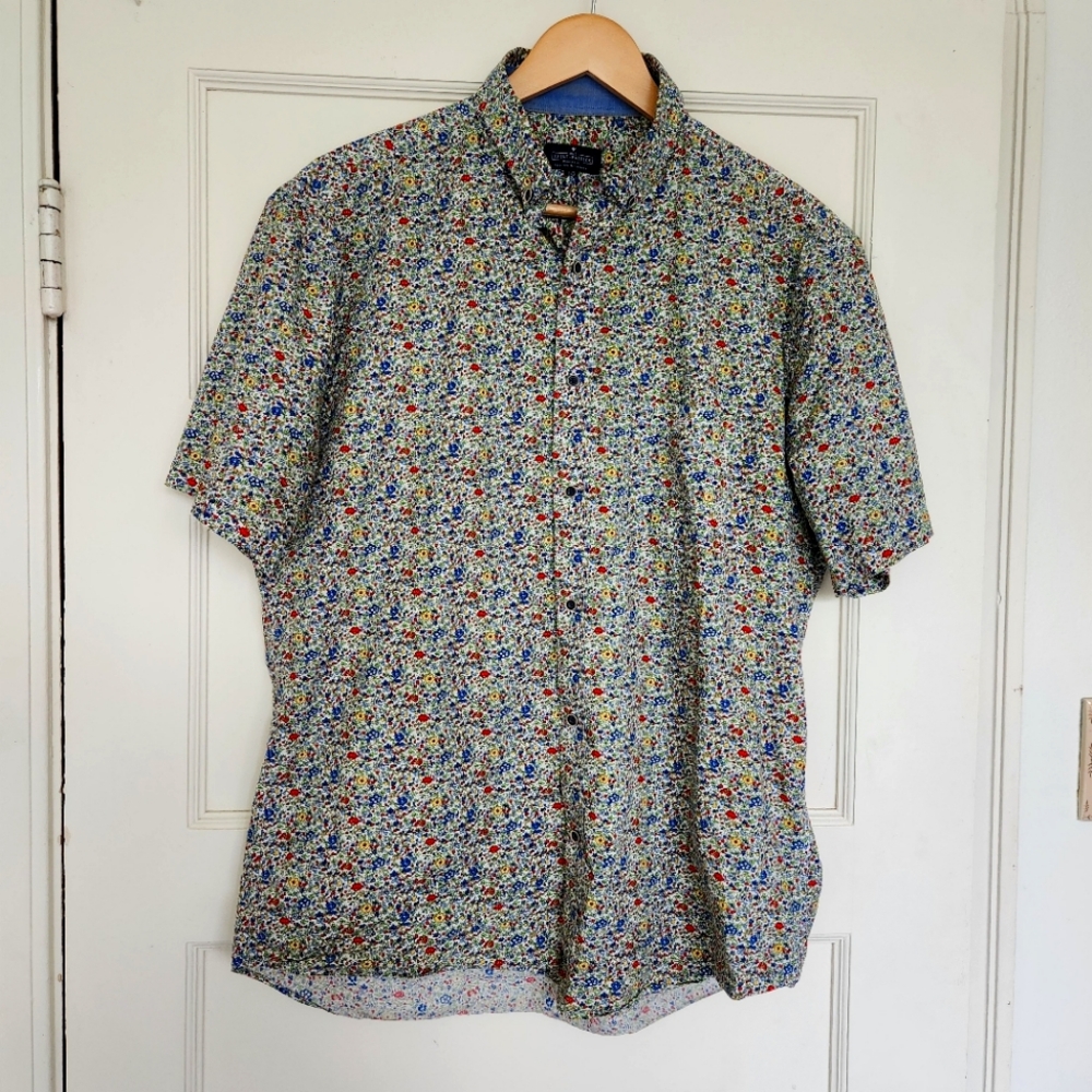 Men's 100% Cotton Short Sleeve Button Down Shirt Large